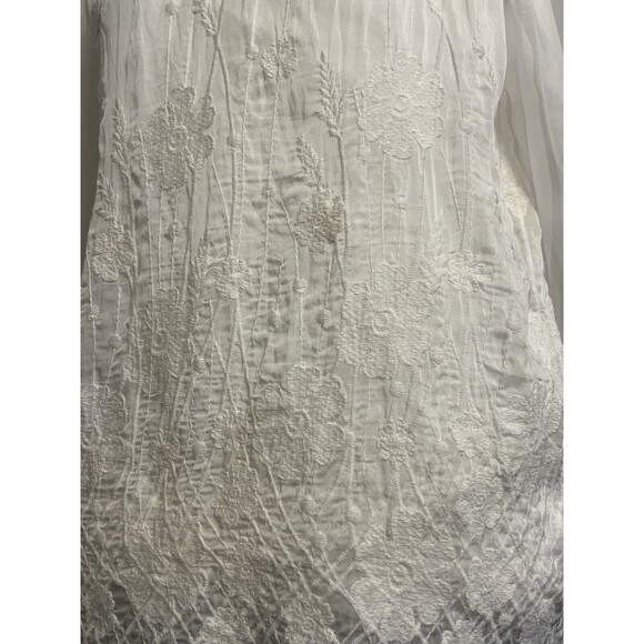 Viola Borghi Women's Silk Tunic Blouse Embroidered Flower Long Sleeve Size S - Picture 2 of 10